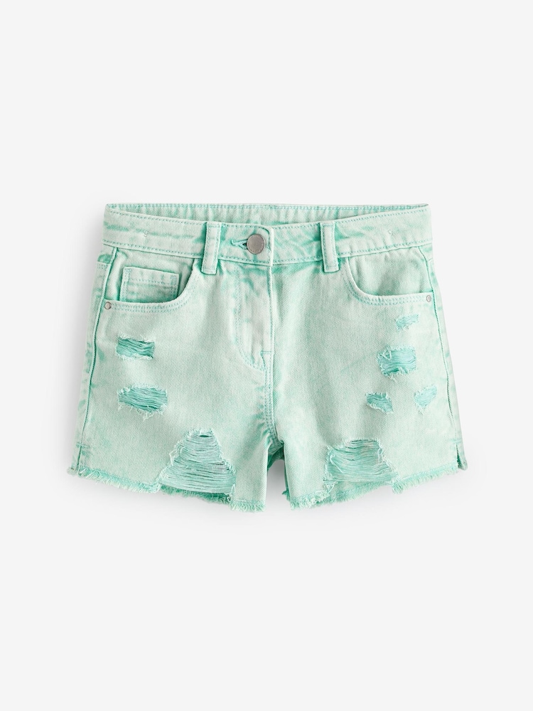 Green Frayed Edge Distressed Shorts (3-16yrs) - Image 4 of 6