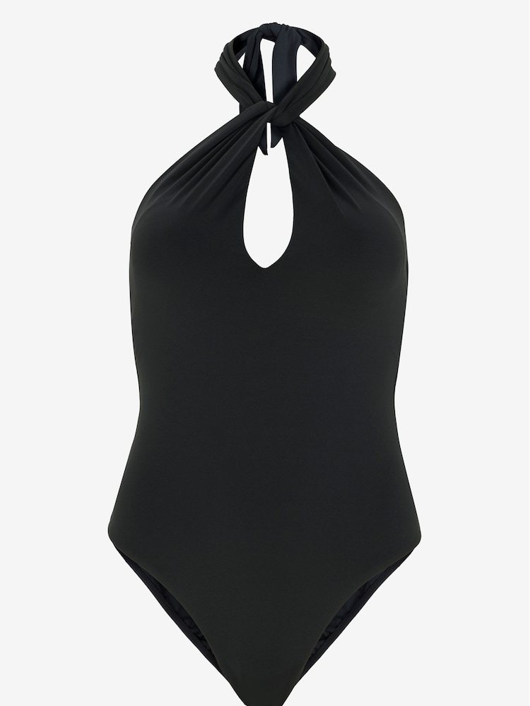 Mint Velvet Black Halterneck Twist Swimsuit - Image 6 of 6