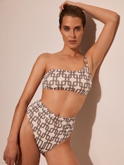 Mint Velvet Ecru Chain Hardware One Shoulder Bikini Top - Image 1 of 5
