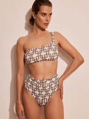 Mint Velvet Ecru Chain Hardware One Shoulder Bikini Top - Image 3 of 5