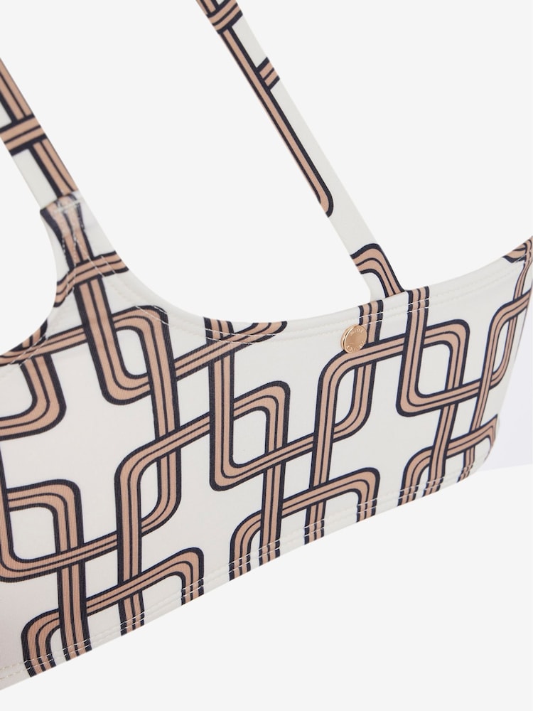 Mint Velvet Ecru Chain Hardware One Shoulder Bikini Top - Image 5 of 5
