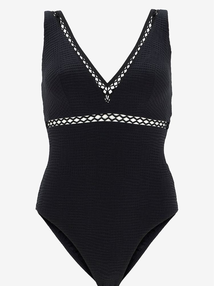 Mint Velvet Black Plunge Rikrak SwimSuit - Image 5 of 6