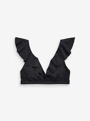 Mint Velvet Italian Fabric Plunge Frill Bikini Top - Image 3 de 5