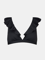 Mint Velvet Italian Fabric Plunge Frill Bikini Top - Image 4 de 5