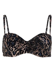 Mint Velvet Leopard Bandeau Wired Bikini Top - Image 2 of 3