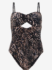 Mint Velvet Leopard Crochet stitch Ruched Swimsuit - Image 4 of 6