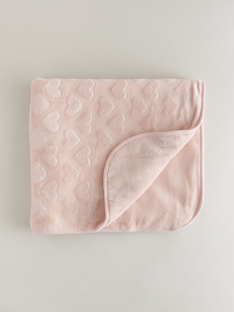 Light Pink Heart Fleece Baby Blanket - Image 1 of 5