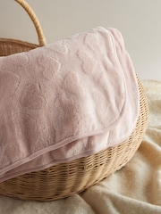 Light Pink Heart Fleece Baby Blanket - Image 2 of 5