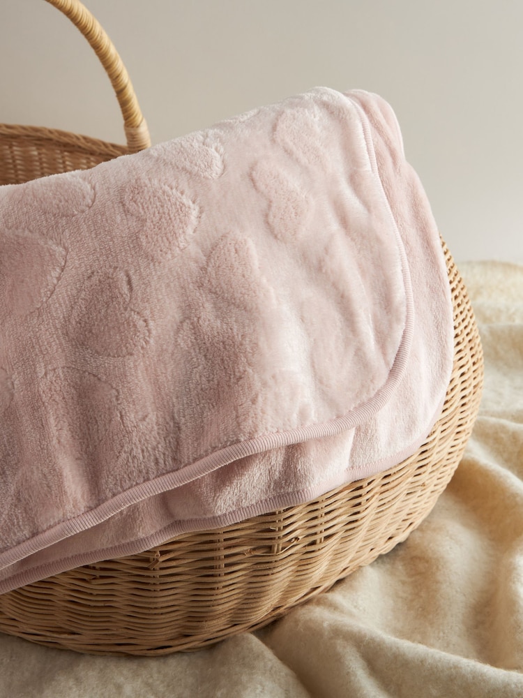 Light Pink Heart Fleece Baby Blanket - Image 2 of 5
