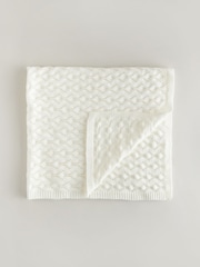 White Pointelle Stitch Knitted Blanket - Image 1 of 4