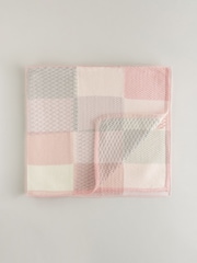Pink Patchwork 100% Cotton Baby Blanket - Image 2 of 5