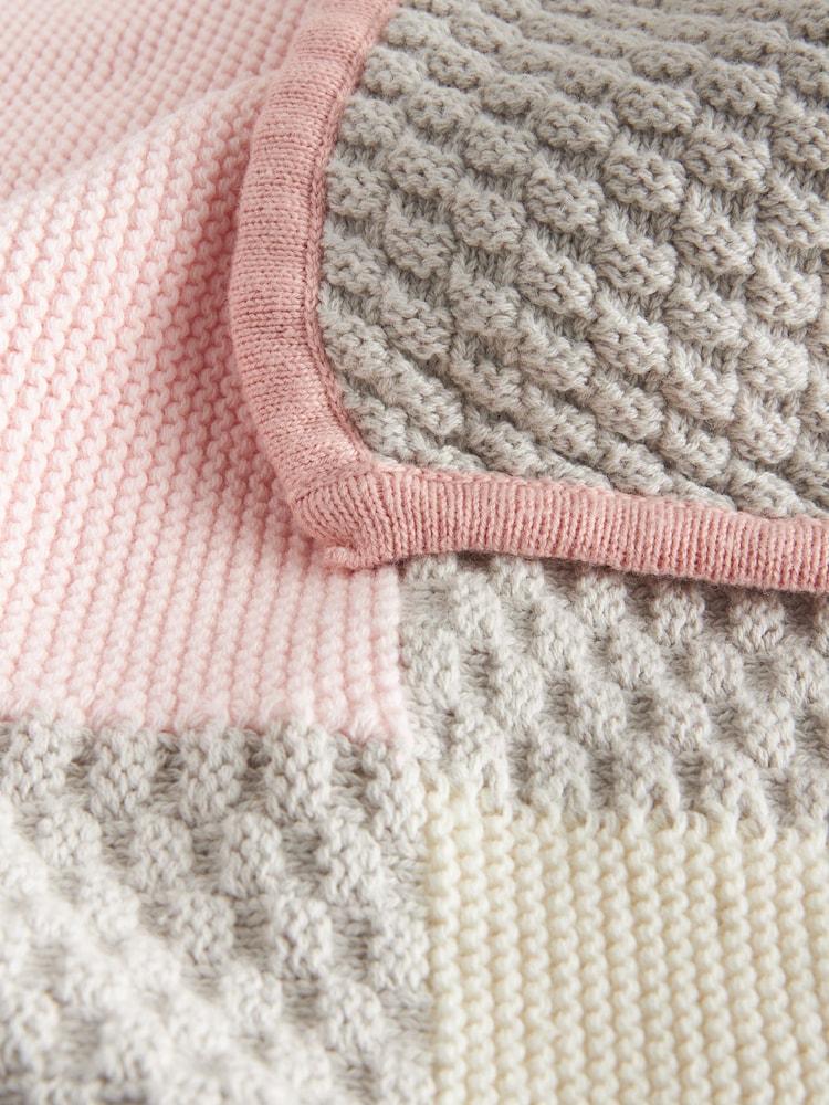Pink Patchwork 100% Cotton Baby Blanket - Image 4 of 5