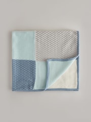 Blue Patchwork 100% Cotton Baby Blanket - Image 1 of 5