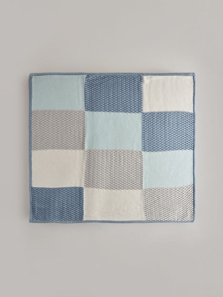 Blue Patchwork 100% Cotton Baby Blanket - Image 2 of 5