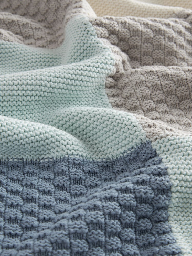 Blue Patchwork 100% Cotton Baby Blanket - Image 4 of 5