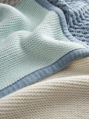 Blue Patchwork 100% Cotton Baby Blanket - Image 5 of 5