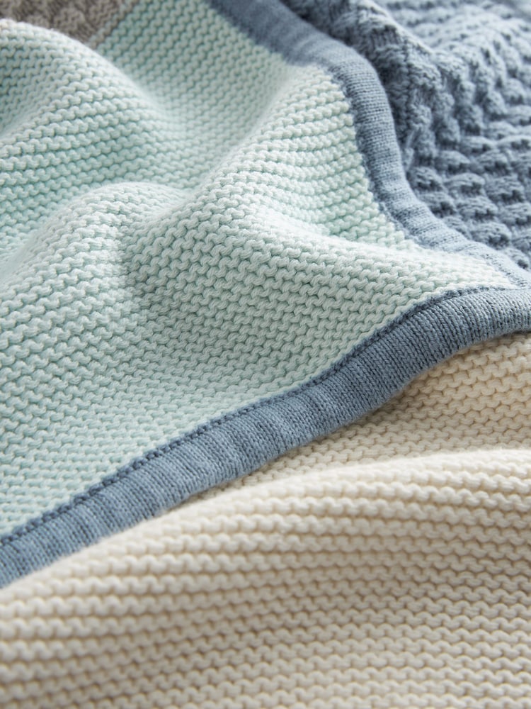 Blue Patchwork 100% Cotton Baby Blanket - Image 5 of 5