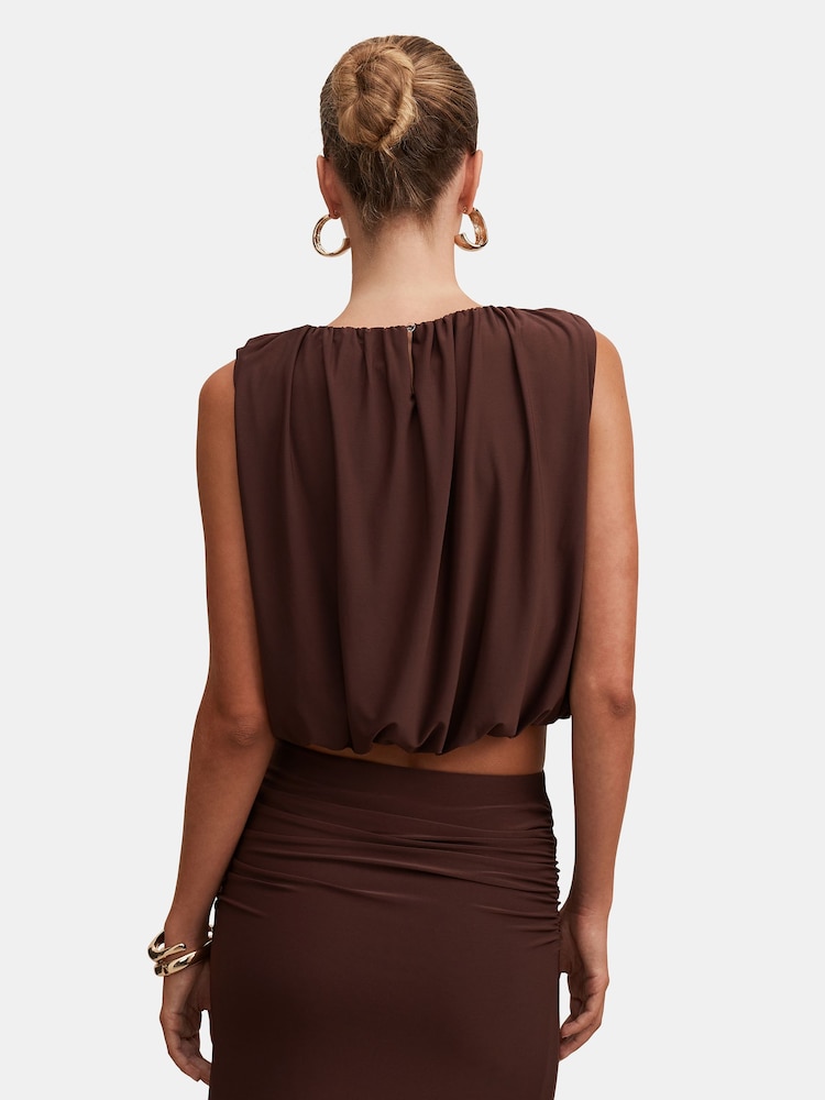 Forever New Brown Sutton Sleeveless Bubble Top - Image 2 of 5 Forever New Brown Sutton Sleeveless Bubble Top - Image 2 of 5