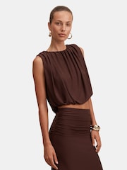 Forever New Brown Sutton Sleeveless Bubble Top - Image 4 of 5