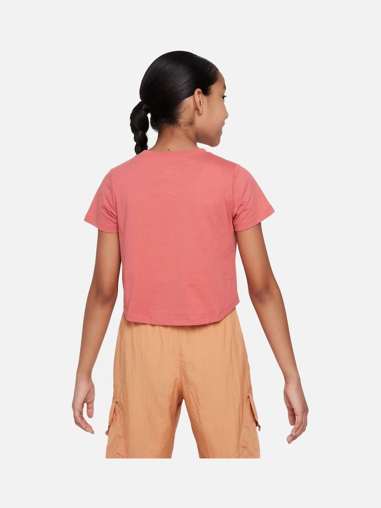 Nike Red Futura Cropped T-Shirt - Image 2 of 4 Nike Red Futura Cropped T-Shirt - Image 2 of 4