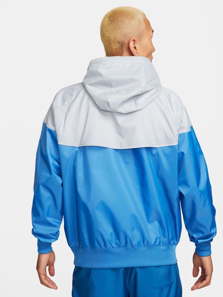 Nike Blue/Grey Sportswear Windrunner Hooded Jacket - Image 2 of 14 Nike Blue/Grey Sportswear Windrunner Hooded Jacket - Image 2 of 14