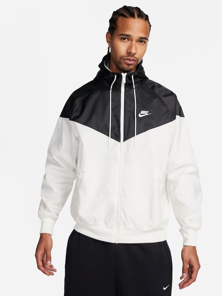 Nike White/Black Sportswear Windrunner Hooded Jacket - Image 1 of 7