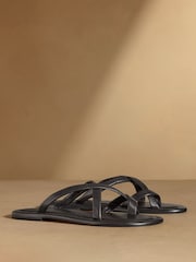 Russell & Bromley Black Beck Crossover Toe Loop Sandals - Image 1 of 7