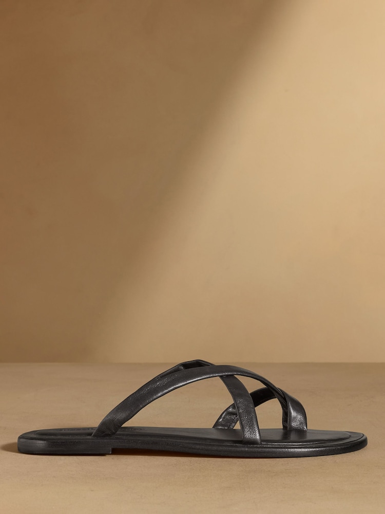 Russell & Bromley Black Beck Crossover Toe Loop Sandals - Image 2 of 7