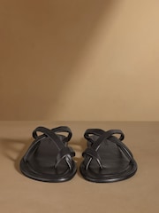 Russell & Bromley Black Beck Crossover Toe Loop Sandals - Image 3 of 7