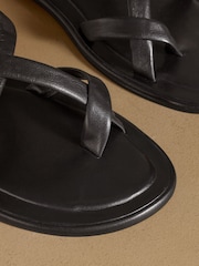 Russell & Bromley Black Beck Crossover Toe Loop Sandals - Image 4 of 7