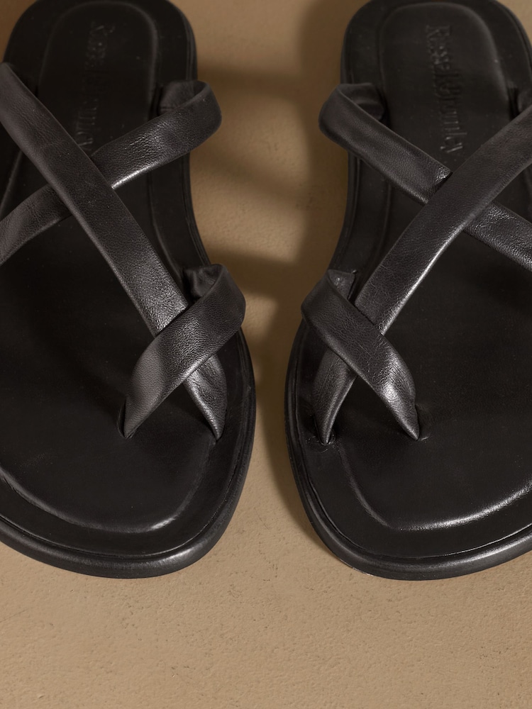Russell & Bromley Black Beck Crossover Toe Loop Sandals - Image 7 of 7