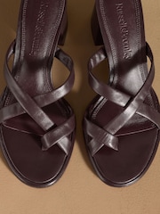 Russell & Bromley Burgundy Stour Toe Loop Block Heel Sandals - Image 4 of 7