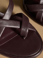Russell & Bromley Burgundy Stour Toe Loop Block Heel Sandals - Image 5 of 7