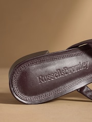 Russell & Bromley Burgundy Stour Toe Loop Block Heel Sandals - Image 6 of 7