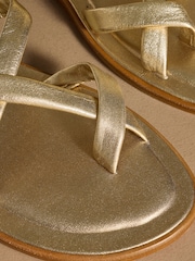 Russell & Bromley Gold Beck Crossover Toe Loop Sandals - Image 4 of 7
