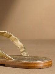 Russell & Bromley Gold Beck Crossover Toe Loop Sandals - Image 6 of 7