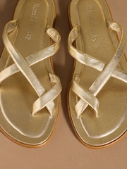 Russell & Bromley Gold Beck Crossover Toe Loop Sandals - Image 7 of 7