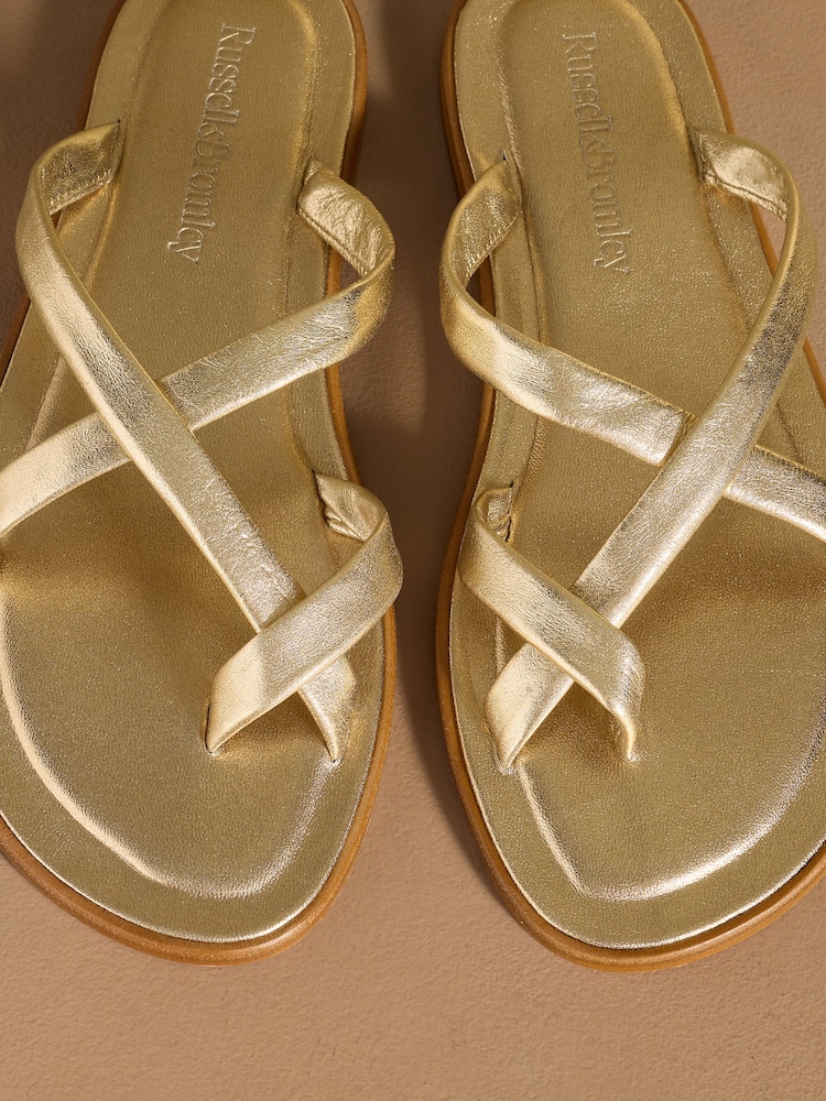 Russell & Bromley Gold Beck Crossover Toe Loop Sandals - Image 7 of 7 Russell & Bromley Gold Beck Crossover Toe Loop Sandals - Image 7 of 7