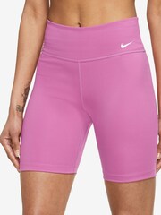 Nike Bright Pink One Mid Rise 7 Inch Shorts - Image 1 of 4