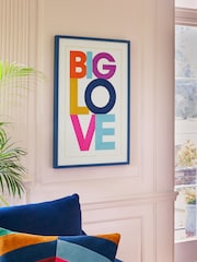 Navy Big Love Slogan Embroidered Framed Wall Art - Image 2 of 6