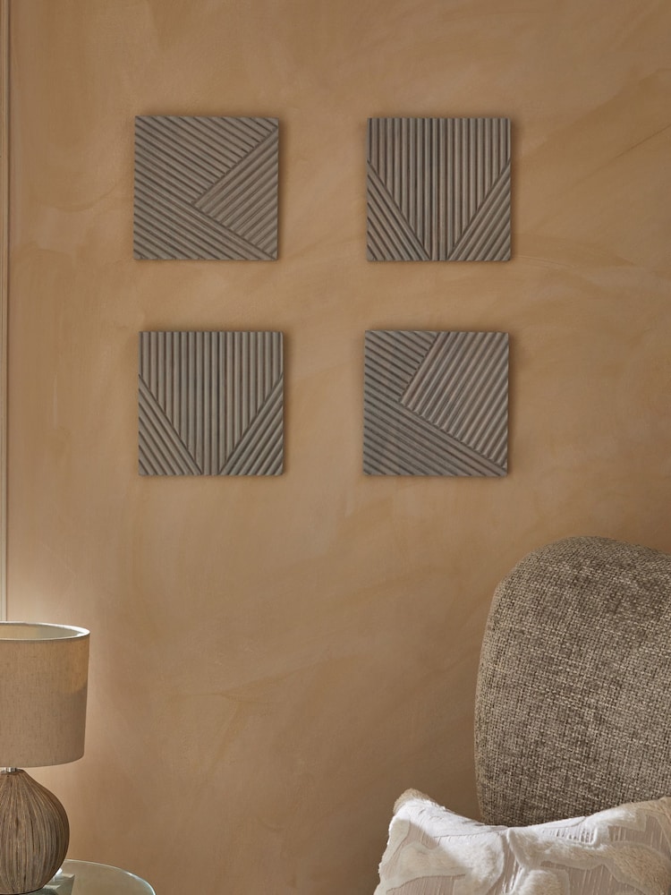 Set of 4 Grey Valencia Wooden Wall Art - Image 1 of 5