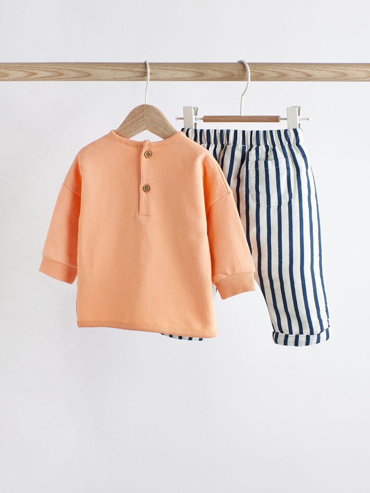 Orange Sunny Days Baby Cosy Sweatshirt and Wide Leg Trousers 2 Piece Set - Image 2 of 11