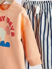 Orange Sunny Days Baby Cosy Sweatshirt and Wide Leg Trousers 2 Piece Set - Image 3 of 11