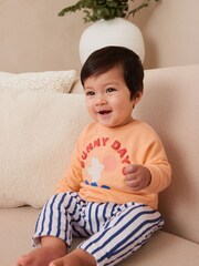 Orange Sunny Days Baby Cosy Sweatshirt and Wide Leg Trousers 2 Piece Set - Image 9 of 11