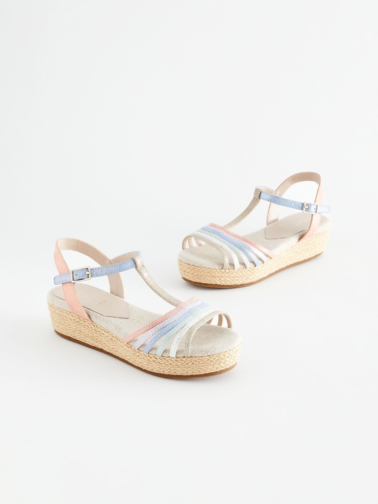 Multicolour Pastel Wedge Sandals - Image 1 of 6