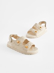 Neutral Cream Two Strap Quilted Sandals - Image 1 of 6