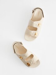 Neutral Cream Two Strap Quilted Sandals - Image 3 of 6