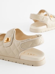 Neutral Cream Two Strap Quilted Sandals - Image 5 of 6