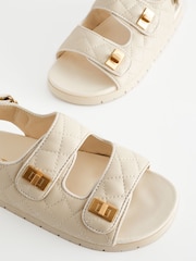 Neutral Cream Two Strap Quilted Sandals - Image 6 of 6