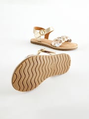 Gold Silver Metallic Leather Plaited Sandals - Image 5 of 6